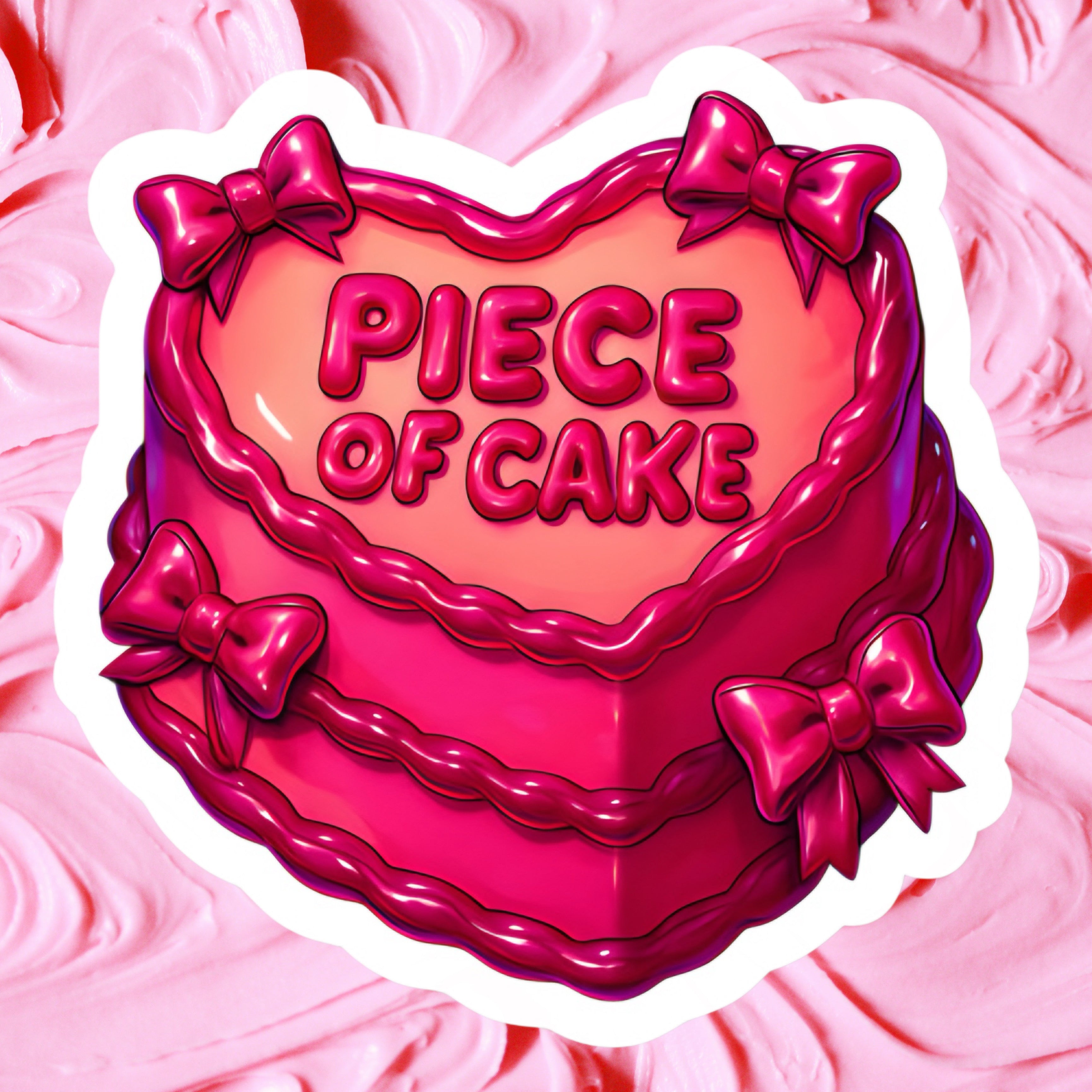 “Piece of Cake” Sticker | Flirty Foodie Cake Vinyl Decal | Durable & Waterproof | Worldwide Shipping