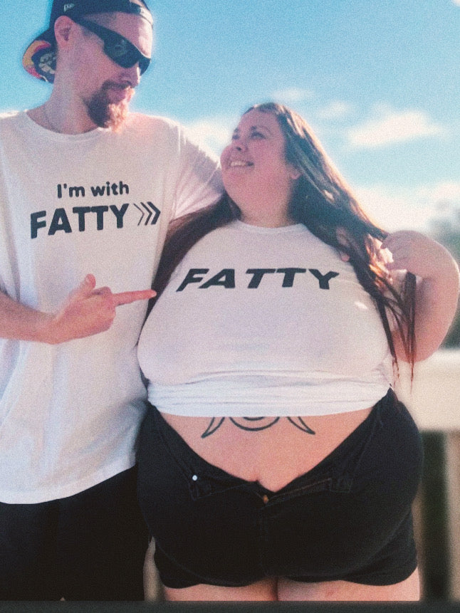 I’m With FATTY Tee – Playful Body Positive Couples Shirt for Fat Babes & Admirers | Plus Size Inclusive, Fun Graphic Tee