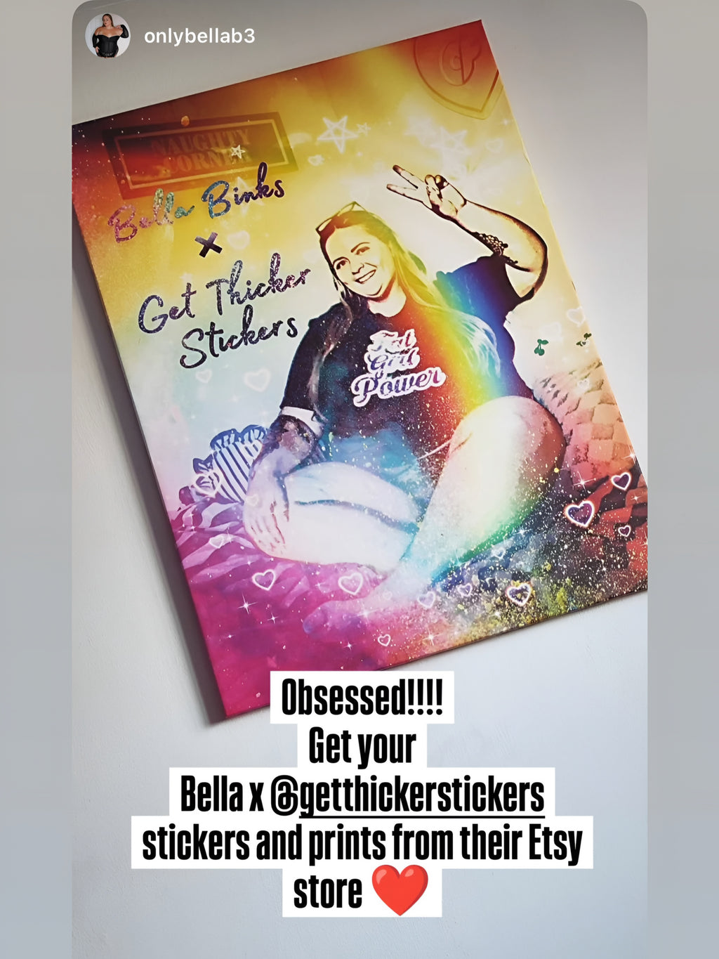 Bella Binks x GetThickerStickers - Fat Girl Power tee Collaboration Series Canvas | BBW Art | Fat Admiration | Body Positive Collab Series