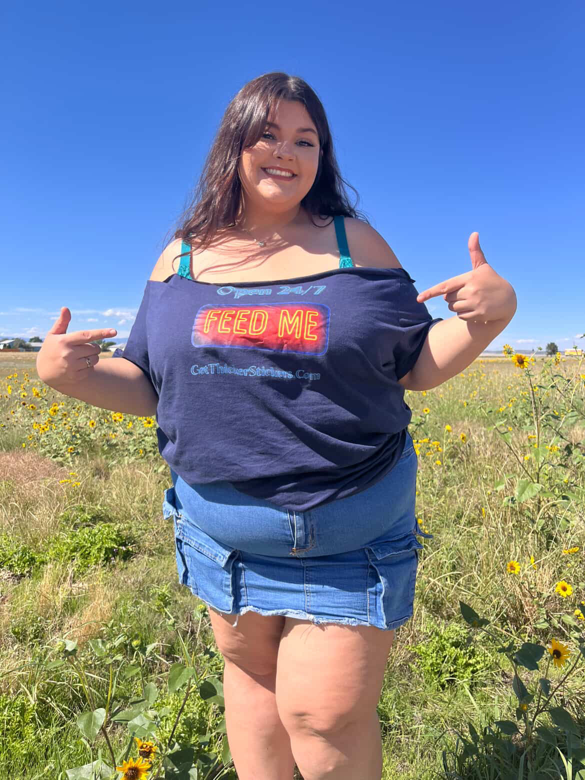 Feed Me – Open 24/7 Tee | Fat Admiration Neon Sign Shirt | Size Inclusive Streetwear by Get Thicker Stickers | Bella + Canvas