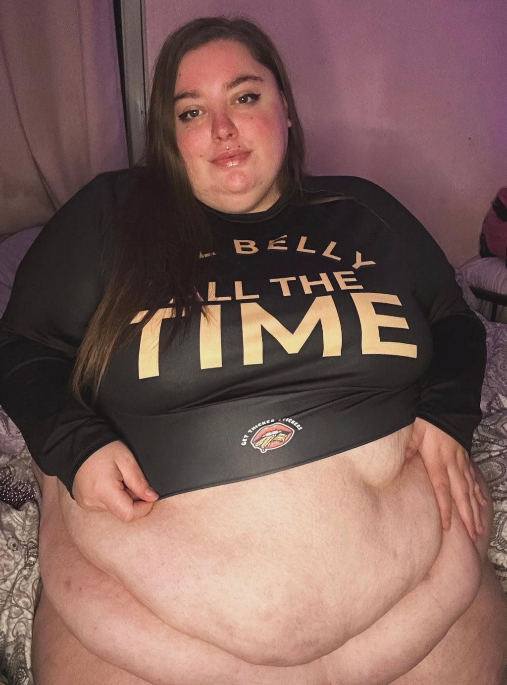 All Belly All the Time Crop Top – Bold Body Positive Long Sleeve | Plus Size Athleisure