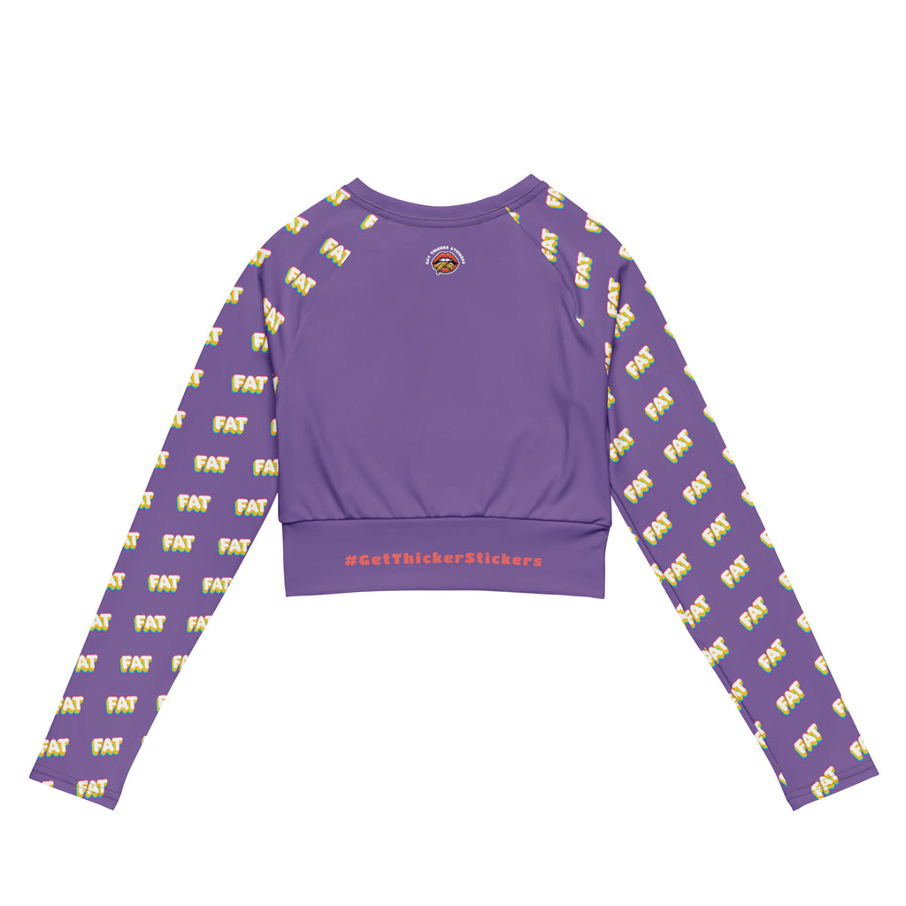 FAT Bold Rainbow and Purple Long Sleeve Crop Top | Bold Curvy Unapologetic | Plus Size Body Positive Activewear | #EffYourBodyStandards