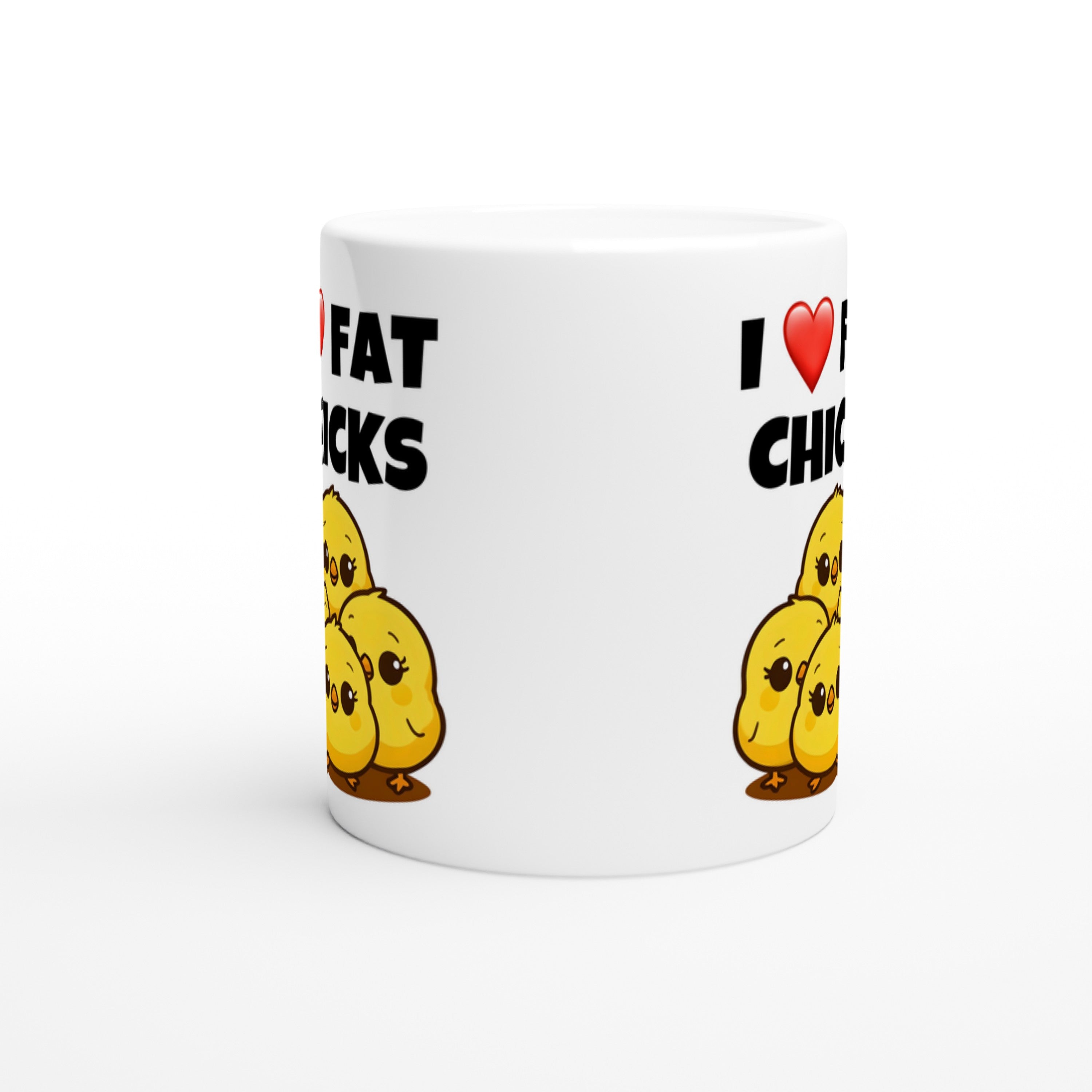 I Love Fat Chicks Mug | Plus Size Body Positive Coffee Cup | Cute Chubby Chickens Ceramic 11oz Mug | Curvy Pride Gift