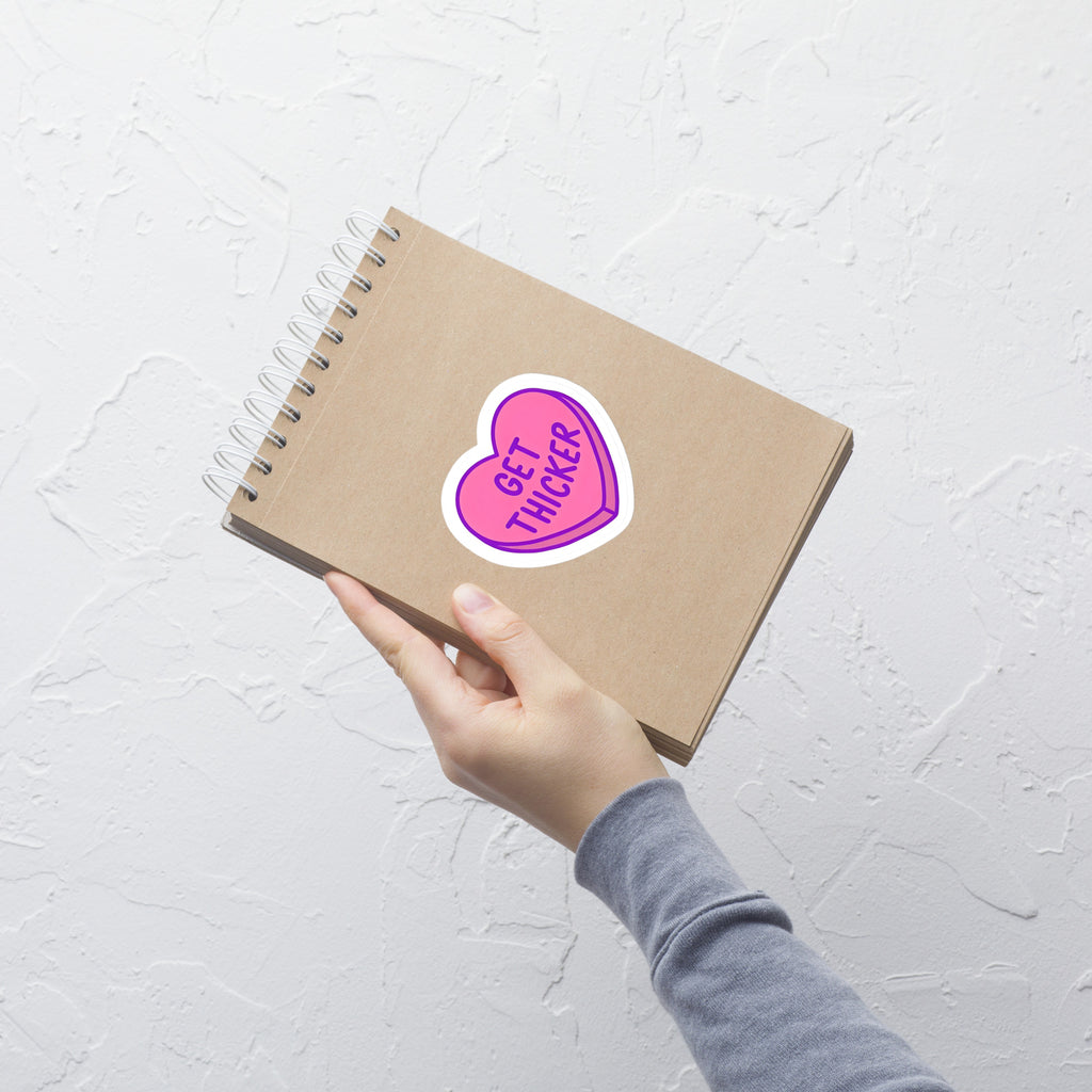 Candy Heart Body Positive Sticker | Durable Vinyl Decal | Worldwide Shipping | Self-Love Gift | Get Thicker