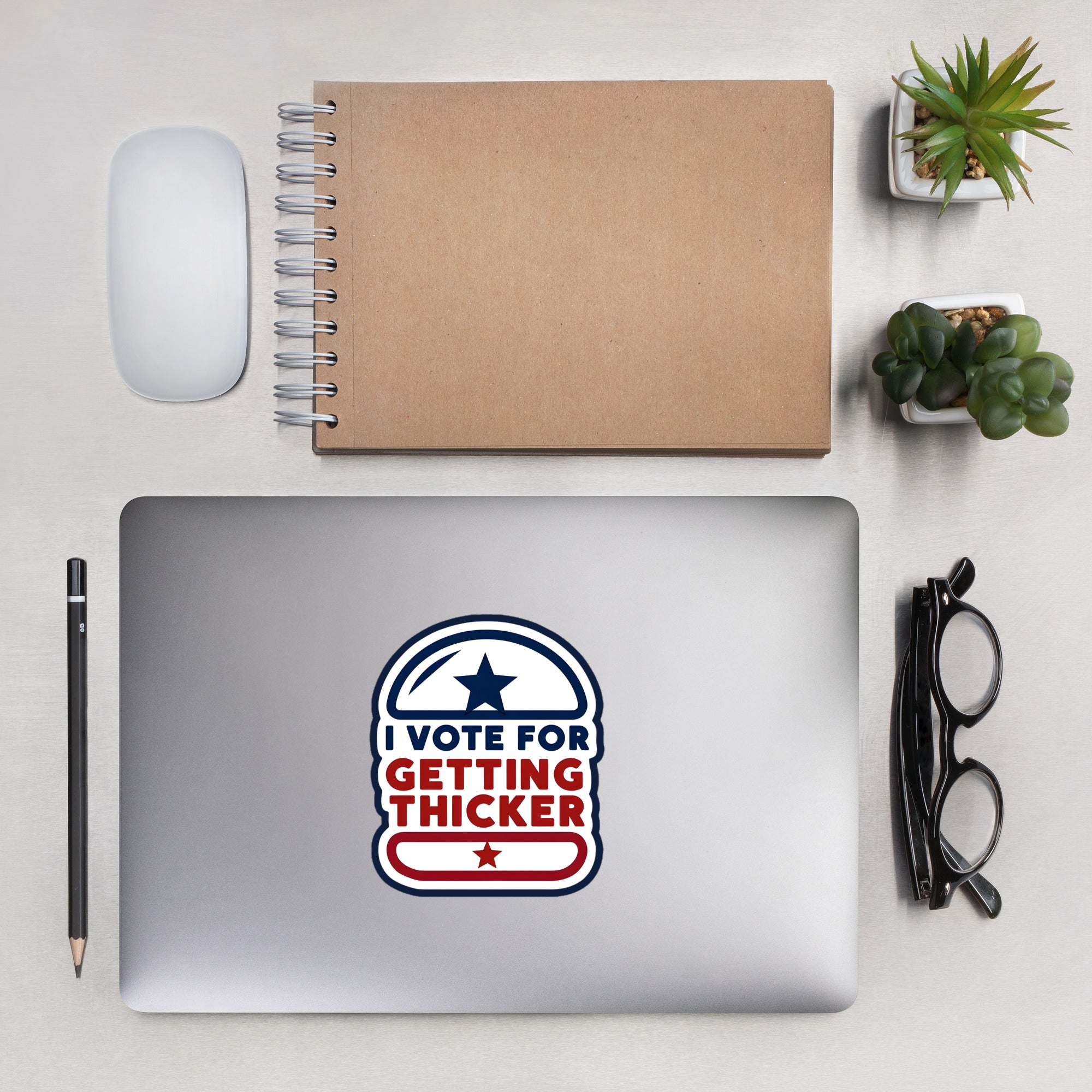 I Vote for Getting Thicker Sticker | Bold Body Positive Vinyl Decal | Fun Patriotic Design | Worldwide Shipping