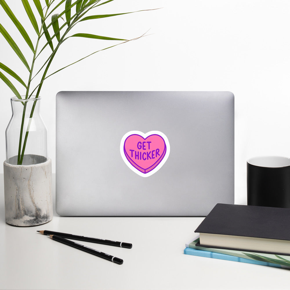 Candy Heart Body Positive Sticker | Durable Vinyl Decal | Worldwide Shipping | Self-Love Gift | Get Thicker