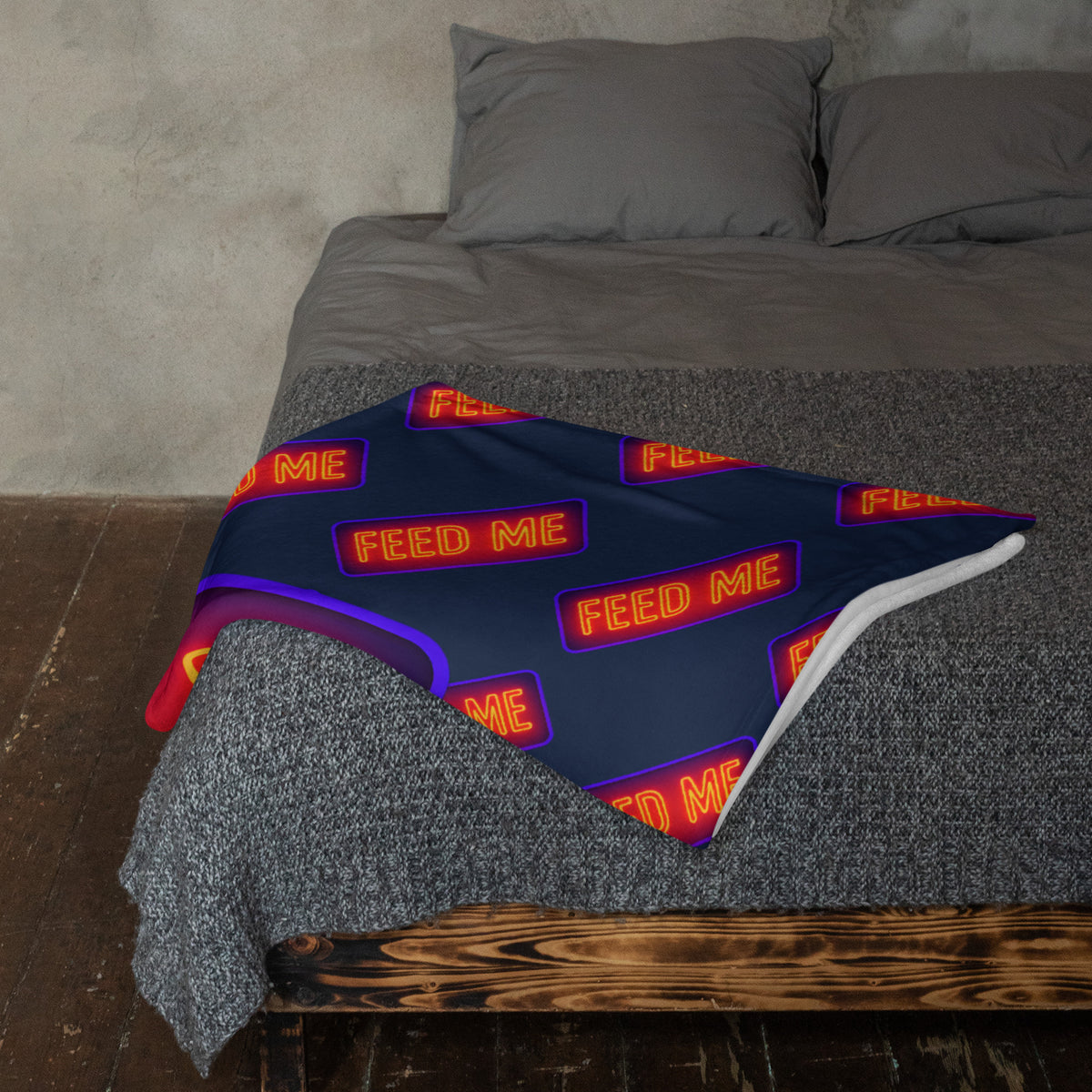 Feed Me Neon Throw Blanket